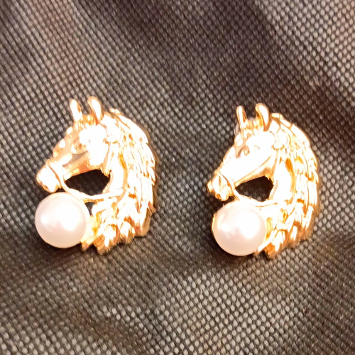 Gold tone horse - gold, stud