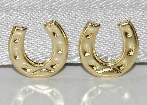 9ct gold horseshoe stud - gold,