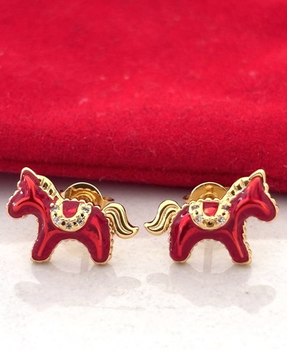 Red enamel horse - enamel, stud