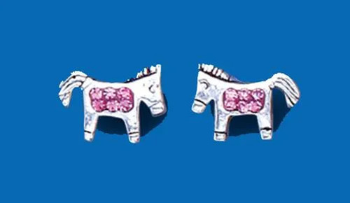 Pink crystal horse stud - pink,