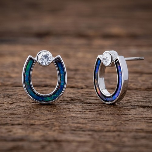 Paua shell horse shoe stud - paua,